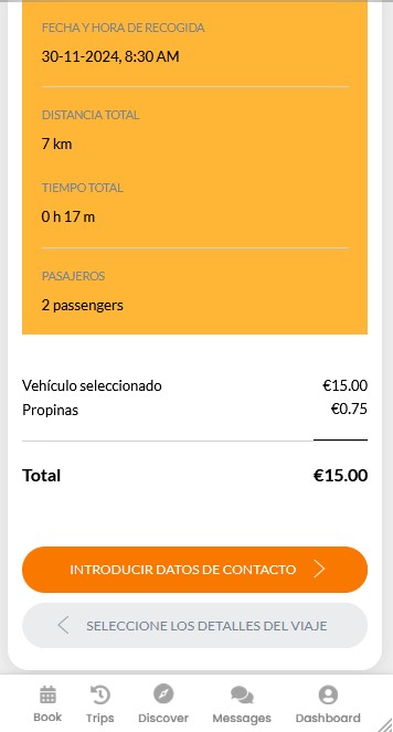 Form 2 booking sumarry y monto